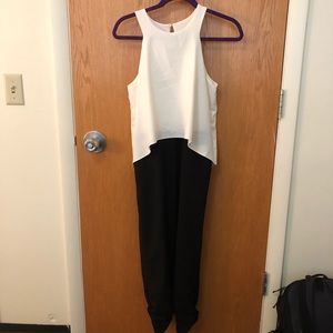 Black and white cropped jumpsuit